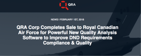 DNS Member QRA Corp Completes Sale to Royal Canadian Air Force!