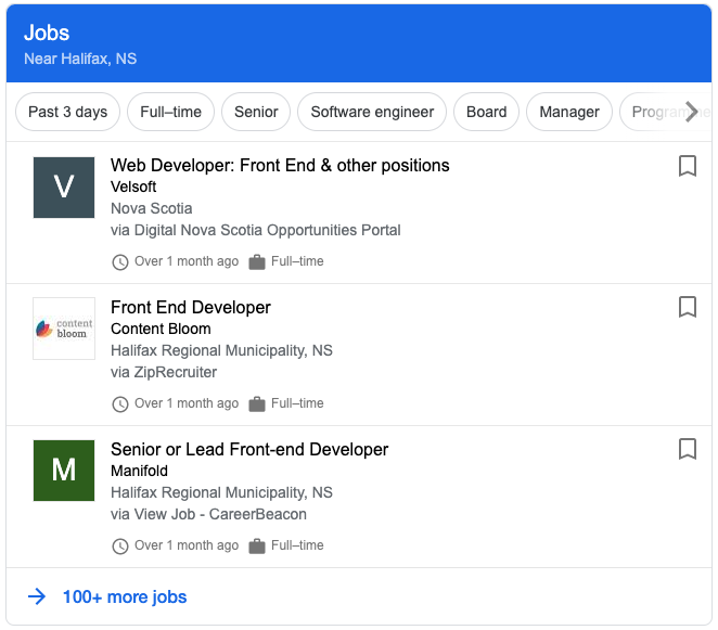 job posting results in google 